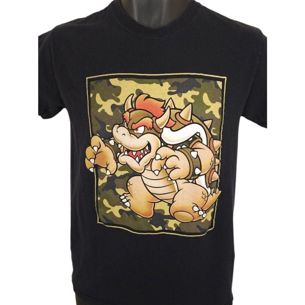 Bowser T Shirt Mens Size Small Black Super Mario Bros Nintendo Video Game